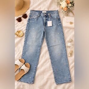 Pistola Lexi Midrise Bowed Straight Leg Heart Confetti Jeans - NWT Size 27